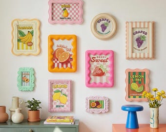 Colorful Scalloped Gallery Wall Picture Frame Set, Whimsical Dopamine Photo Frames, Pastel Eclectic Wall Art Kit, Mother’s Day Gift