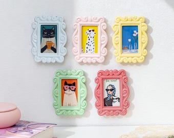 Pastel Mini Photo Frames for Instax, Vintage Style Polaroid Frame Set, Kawaii Decorative Desk