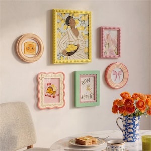 Cottagecore Art Decor Bilderrahmen, Vintage-Galeriewandrahmen, Bunter Wanddekorrahmen, lustiges Badezimmer-Wanddekor, vielseitiger Hauptakzent