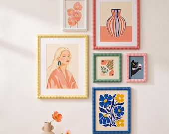 Set med retro pärlbesatta tavelramar, 28 x 30 cm färgglad tavelvägg, individuell eller i set och anpassade alternativ, mors dag-present