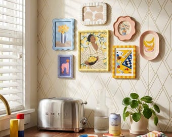 Colorful Picture Frames Set of 7, Cute Aesthetic Photo Frames for Wall Gallery, Boho Wall Decor Unique Shaped Frames for Home Decor