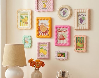 Colorful Scalloped Gallery Wall Picture Frame Set, Whimsical Dopamine Photo Frames, Pastel Eclectic Wall Art Kit, Mother’s Day Gift