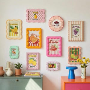 Kleurrijke geschulpte fotolijstset aan de muur, grillige dopamine-fotolijsten, pastelkleurige muurkunstkit, Moederdagcadeau (per stuk) afbeelding 6