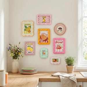 Kleurrijke geschulpte fotolijstset aan de muur, grillige dopamine-fotolijsten, pastelkleurige muurkunstkit, Moederdagcadeau (per stuk) Set of 8Pcs
