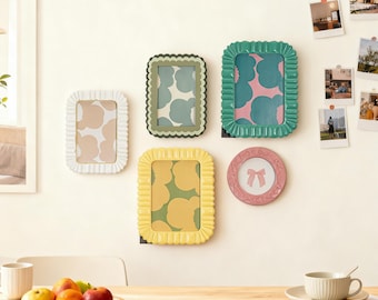 Scalloped Pastel Picture Frames Set, 4x6/5x7 Photo Frame, Retro Modern Gallery Wall Frames for Home Decor, Mother’s Day Gift