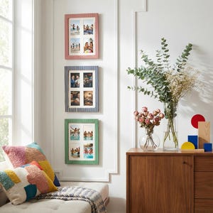 Instax Mini Collage-fotoram 2x3 för heminredning | Randig tygram för bord och vägg | Polaroid-displayfodral för bröllopskompis