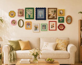 Whimsical Wavy Photo Frame Set | Colorful Mixed Shaps Frames for Gallery Wall | Single or Bundle Options | Maximalist Home Decor