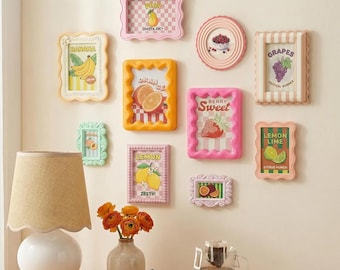 Colorful Scalloped Gallery Wall Picture Frame Set, Whimsical Dopamine Photo Frames, Pastel Wall Art Kit, Mother’s Day Gift (Single/Set)