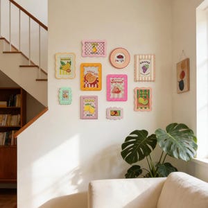 Kleurrijke geschulpte fotolijstset aan de muur, grillige dopamine-fotolijsten, pastelkleurige muurkunstkit, Moederdagcadeau (per stuk) afbeelding 17