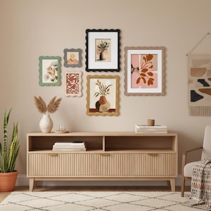 Wavy Edge Picture Frames, Decorative Wall & Tabletop Frames Set, Modern Boho Home Decor, Multi-Size Picture Frames in Assorted Colors