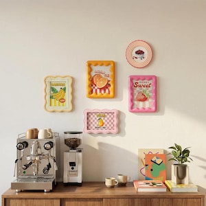 Kleurrijke geschulpte fotolijstset aan de muur, grillige dopamine-fotolijsten, pastelkleurige muurkunstkit, Moederdagcadeau (per stuk) afbeelding 14