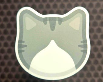 Gray Tabby Cat Sticker | Custom Cat Logo Decal | Glossy Vinyl, Water-Resistant