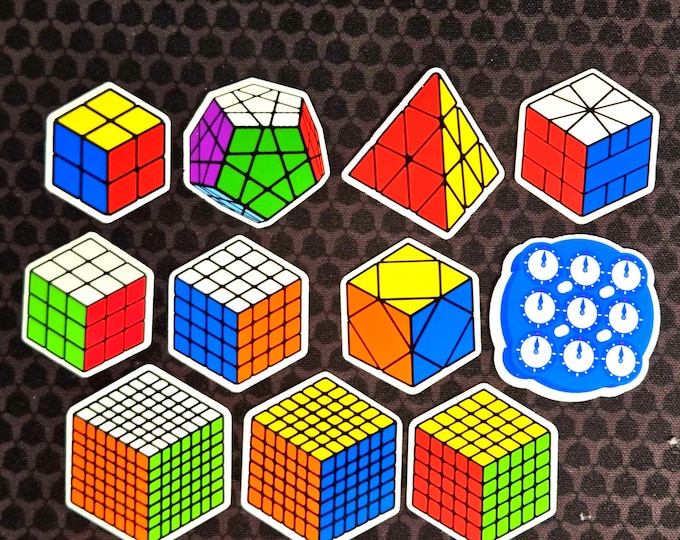 WCA Puzzles Sticker Pack | Custom Rubik's Retro Puzzle Decals | Glossy Vinyl, Water-Resistant