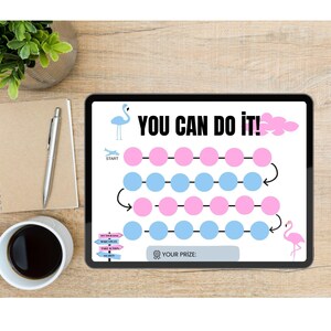 Reward Chart for Kids Printable- Flamingo Habit Tracker-Motivation Chart-Letter PDF | Digital Download
