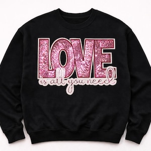 LOVE Sequin Patch, Valentine Patch, Pink Sequin Appliqué, Iron On Patch