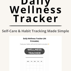 Daily Wellness Tracker – Charcoal Printable | Self-Care & Habit Tracker
