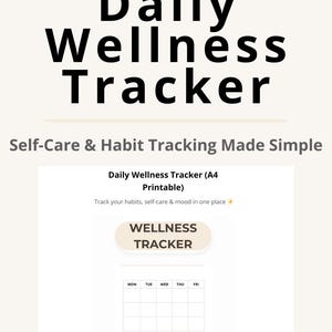 Daily Wellness Tracker Printable | A4 Self Care Planner | Habit Tracker | Morning & Evening Routine Journal | Beige Minimalist PDF