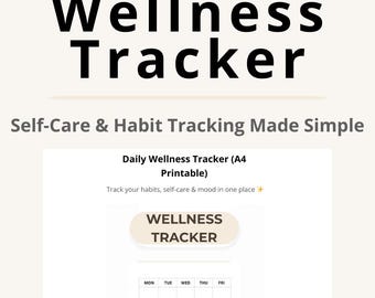 Daily Wellness Tracker Printable | A4 Self Care Planner | Habit Tracker | Morning & Evening Routine Journal | Beige Minimalist PDF