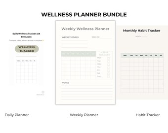 Sage Wellness Planner Bundle | Daily, Weekly & Habit Trackers | Core Edition Wellness Planner | A4 Instant Download