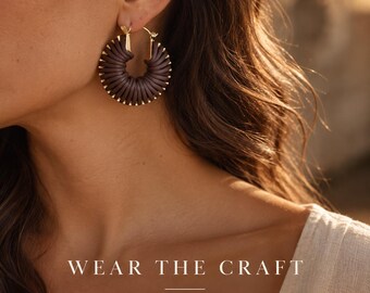 Deary Leather Spiral Hoop Earrings, Lightweight Leather Statement Earrings
