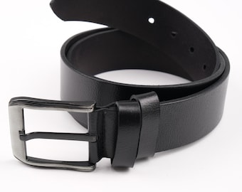 Deary leren zwarte jurkriem voor heren, handgemaakt echt leren accessoire, klassiek cadeau voor hem