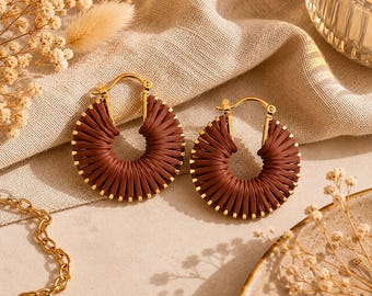Deary leren geweven oorringen, lichtgewicht boho statement-oorbellen voor dames
