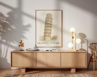Leaning Tower of Pisa Wall Art | Italy Landmark | Printable Wall Decor | Digital Download Poster