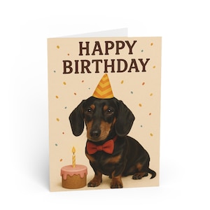 犬の誕生日おめでとうグリーティングカード、ペットの誕生日カード、犬好きのためのかわいいカード、動物の誕生日のお祝い、楽しいパーティーカード