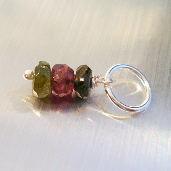 October Birthstone, Watermelon Tourmaline Pink and Green Faceted Rondelles, 5MM Gemstone Charm, Birthstone Jewelry, Birthstone Necklace