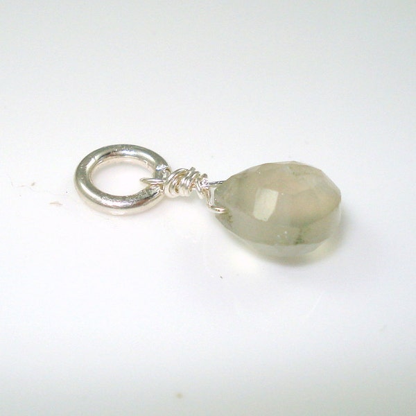 June Birthstone Faceted Heart Grey Moonstone 7-8MM Charm Handmade Gemstone Charm Birthstone Charm Mothers Necklace