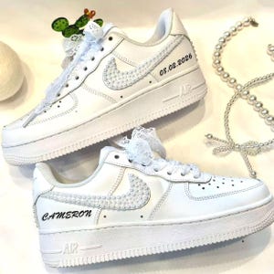 Zapatos de boda personalizados para novias/Zapatos de boda deportivos Air Force One personalizados/Regalo de boda único/Zapatos de boda personalizados/Zapatos de boda