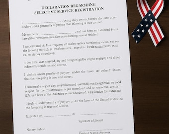 USCIS N-400 Selective Service Statement Template: Men Over 26
