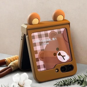 Bear Ears Phone Case: Samsung Galaxy Z Flip 6/5/4/3 & Motorola Razr60 40 50 Ultra