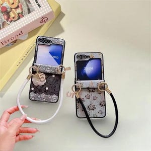 Floral Rose Case for Motorola Razr 50 Ultra 40 Ultra 2023 2024 Plus | Lanyard Shockproof Cover