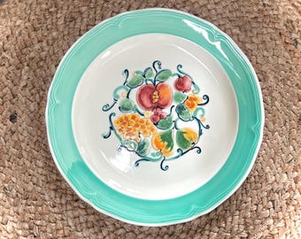quadrifoglio フルーツ柄　深皿　イタリア製　6枚セット Ceramica Quadrifoglio Blue Fruits and Leaves Pattern Dinnerware