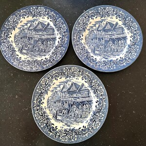 Royal Tudor Ware Transferware middagstallrikar - Set om 3