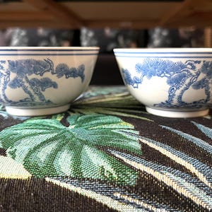 Set of 2 Rare Vintage Chinese “Tree” Soup Bowls and their matching spoons