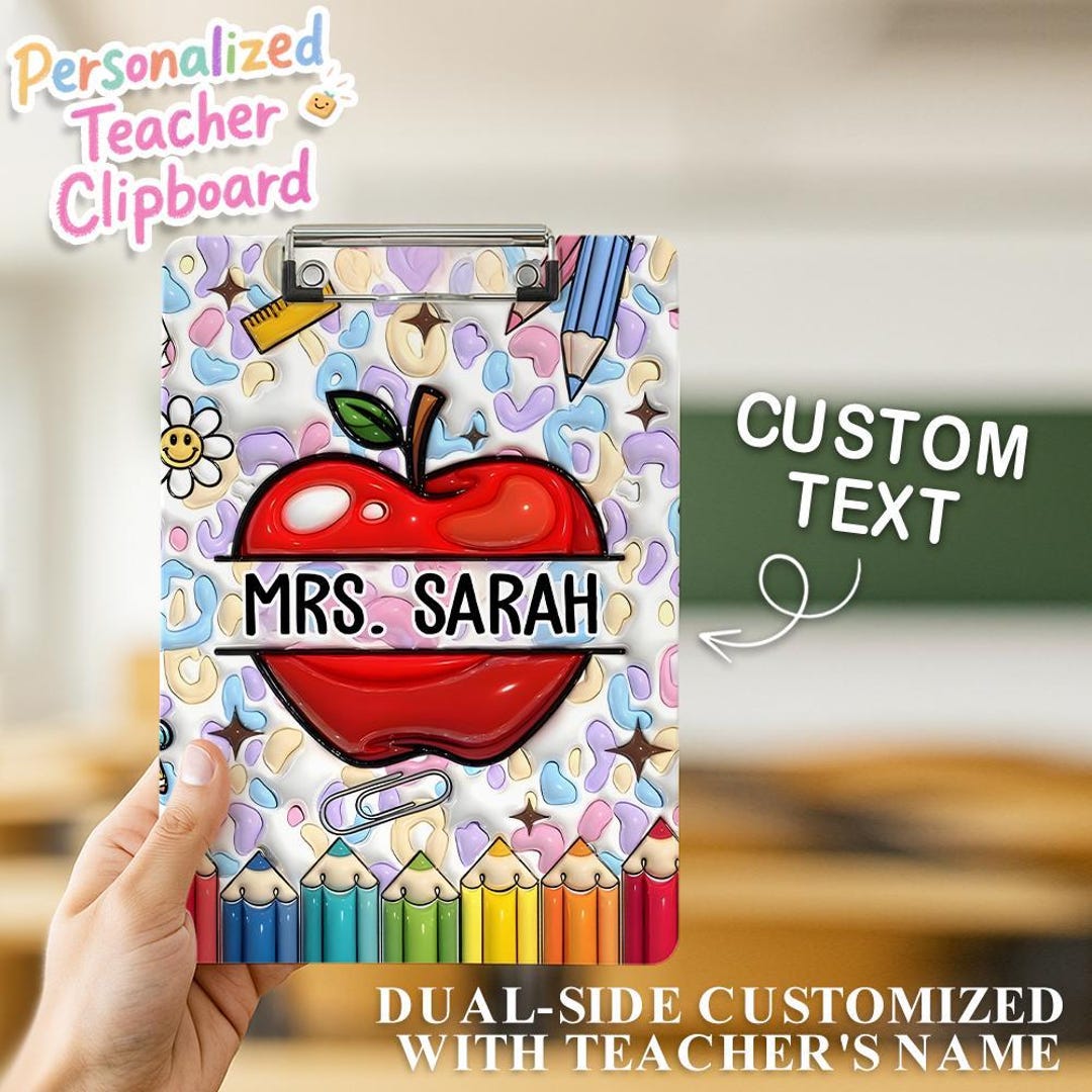 Personalized Teacher Clipboard | Custom Name Folder With Text | Teacher ...