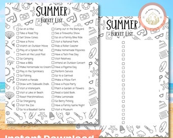 Summer Bucket List Printable: Kids' Activities Checklist (Digital Download)