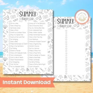 Summer Bucket List Printable, Summer Break Bucket List, Summer Activities Checklist for Kids, Summer To Do List, Instant Download, Vacation