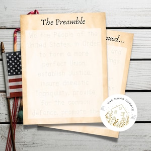 Preamble Constitution Pledge of Allegiance Printable Tracing Worksheets Homeschool Charlotte Mason Waldorf Education Patriotic Curriculum