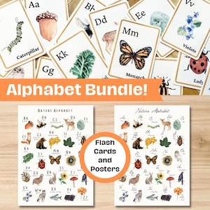 PAQUETE del alfabeto Tarjetas flash ABC imprimibles Charlotte Mason Tarjetas flash ABC imprimibles Póster del alfabeto de jardín de infantes Letras de la naturaleza preescolar pdf