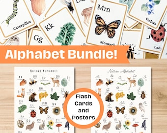 Nature Alphabet Flash Cards & Posters: Homeschool ABC Bundle (PDF)