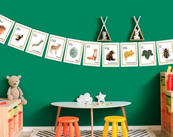 Alphabet Banner Kindergarten Bunting Charlotte Mason Nature Posters Alphabet Classroom Decor ABC Banner Montessori Classroom Kindergarten