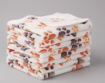 Soft Fleece Pet Blanket - Multicolor Paw Print Puppy Bed Mat