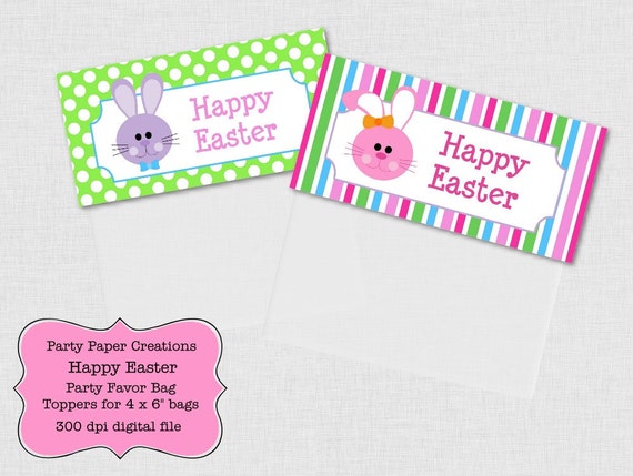 INSTANT DOWNLOAD Happy Easter Favor Bag Toppers and Kisses Labels Printable pdf - Easter Bunny Il_570xn