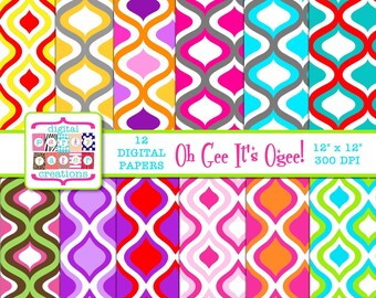 Digital Paper Pack - Ogee Digital Scrapbook Paper INSTANT DOWNLOAD