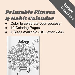 2026 Fitness Habit Tracker Coloring Book Also Works for 2025 Printable Monthly Workout and Goal Tracker Daily Fitness Calendar Pages