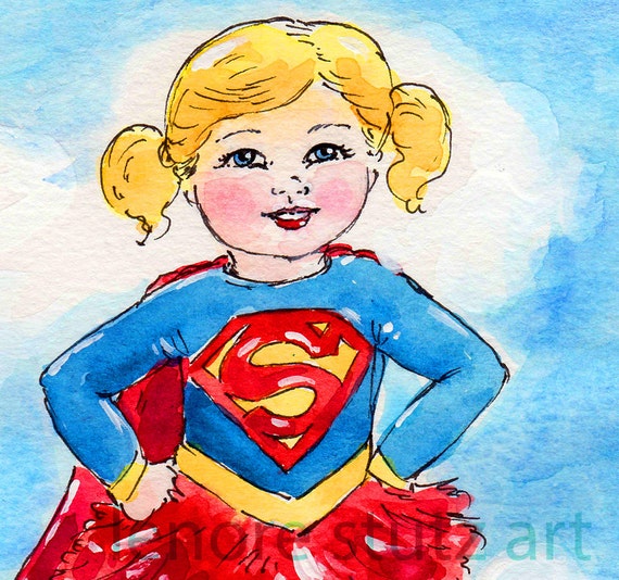 Supergirl Nursery Baby Girl Art Print Watercolor Nursery Art Etsy