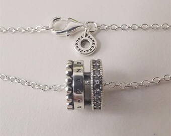 ale s925 pandora kenmerkend logo pavé en kralenhangerketting